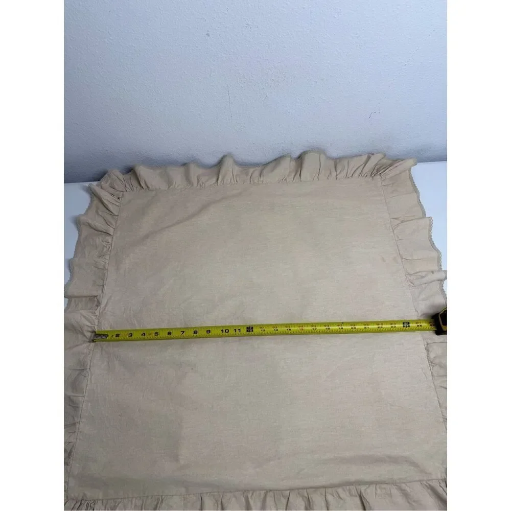 Ralph Lauren Cottage Tan Cotton Blend Pillow Sham Crochet Lace Trim 25”X25”